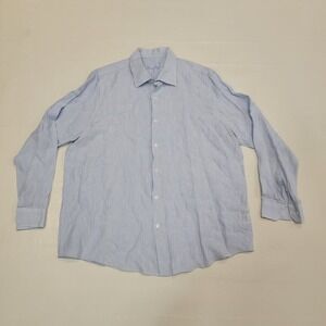 Tasso Elba Mens Size XXL 100% Blue Linen Long Sleeve Button Up Shirt  Collared
